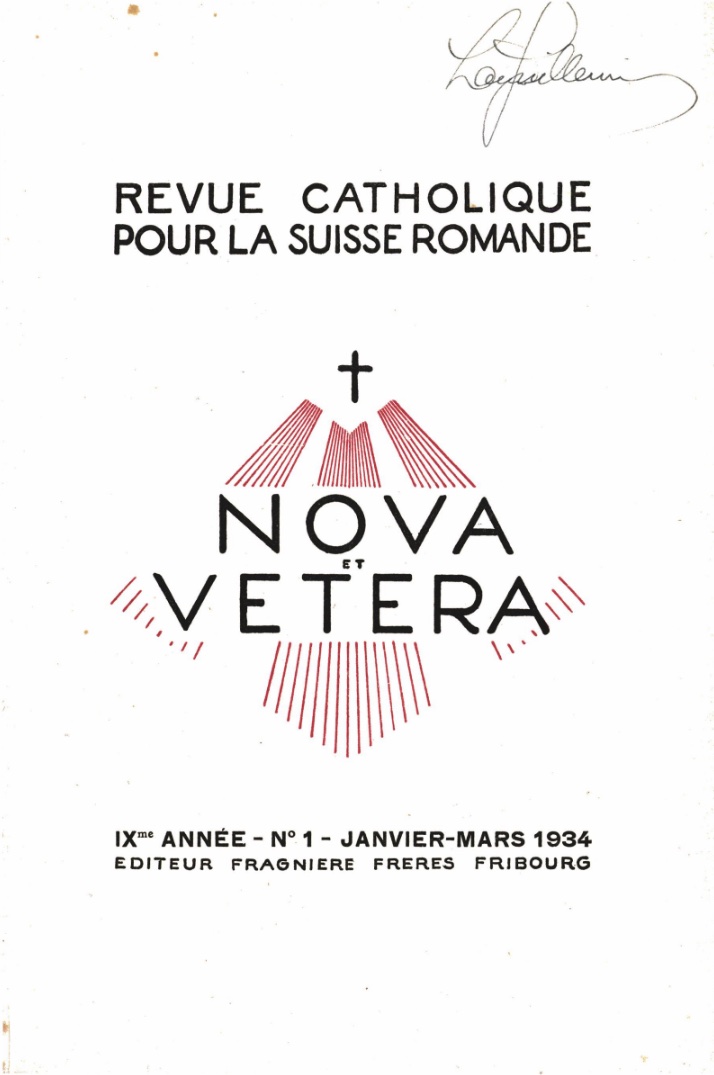 Nova et Vetera | Revue 01/1934