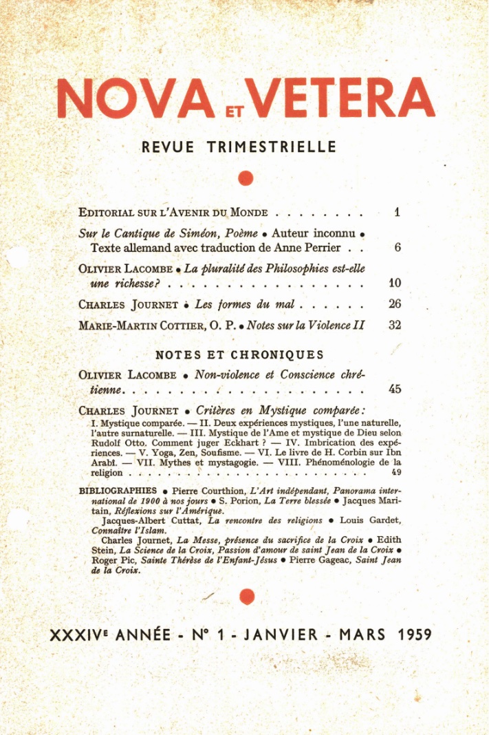 Nova et Vetera | Revue 01/1959