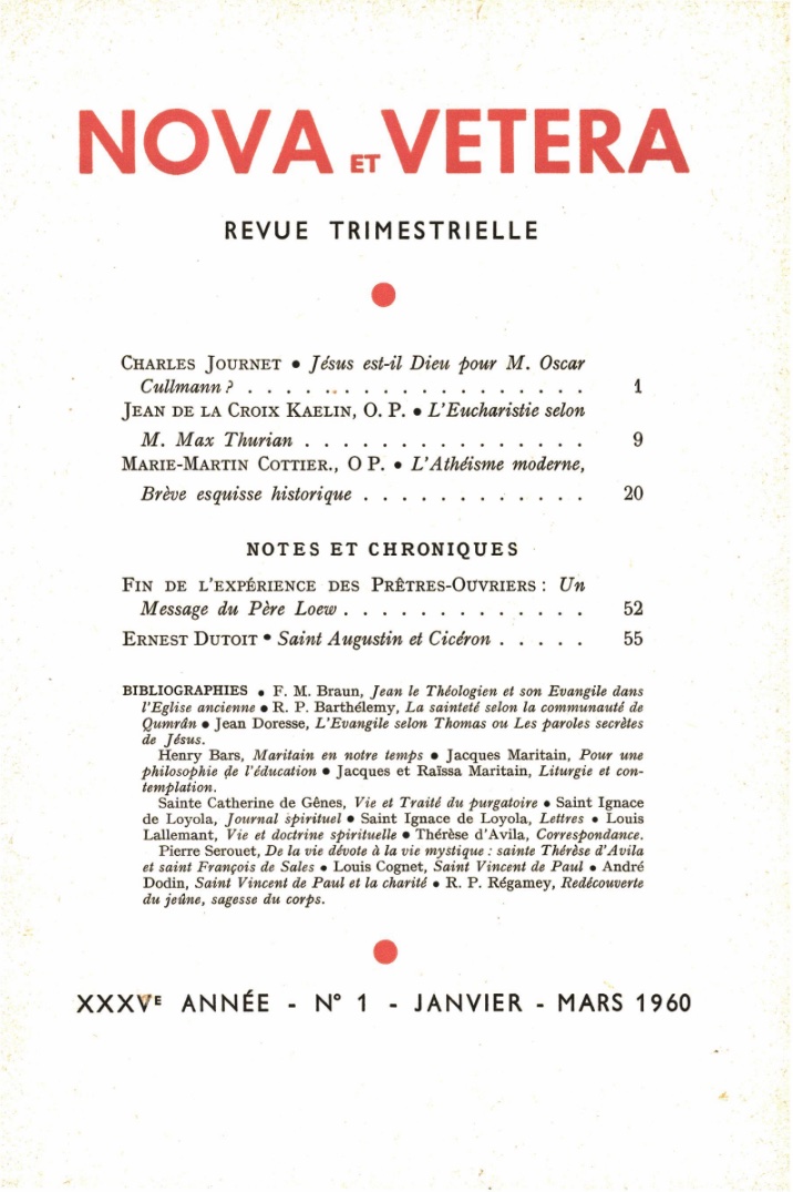 Nova et Vetera | Revue 01/1960