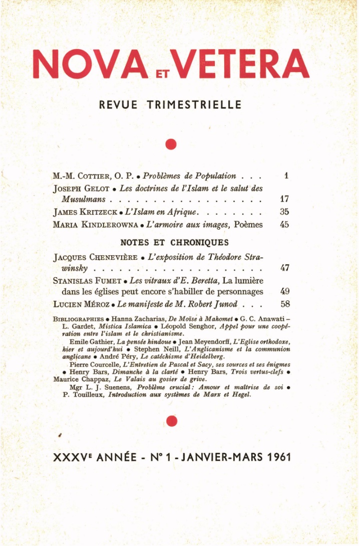 Nova et Vetera | Revue 01/1961