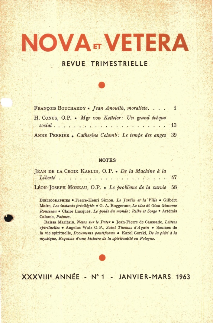 Nova et Vetera | Revue 01/1963