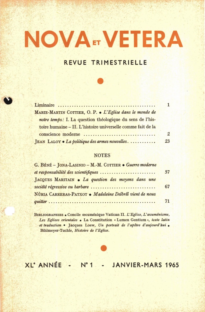 Nova et Vetera | Revue 01/1965