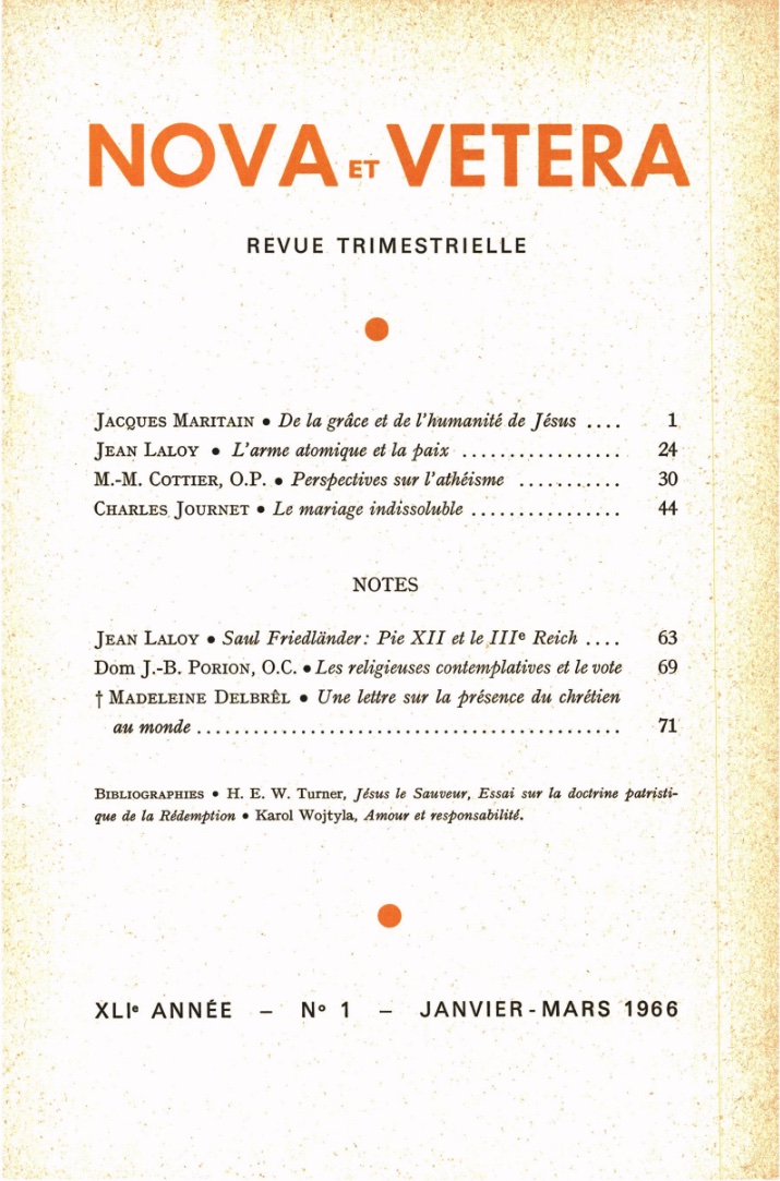 Nova et Vetera | Revue 01/1966