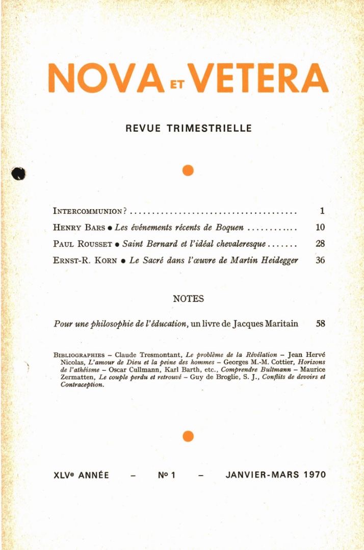 Nova et Vetera | Revue 01/1970