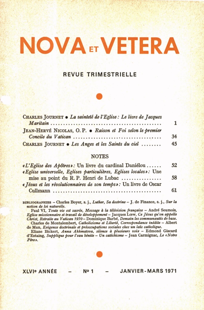 Nova et Vetera | Revue 01/1971