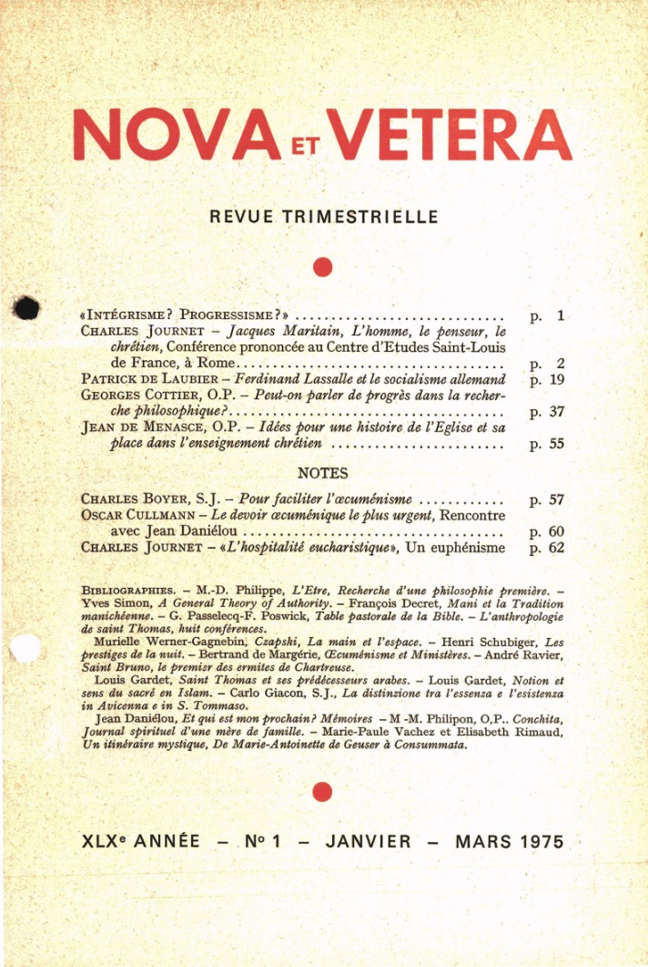 Nova et Vetera | Revue 01/1975