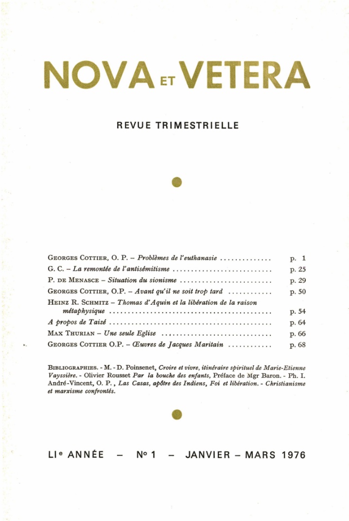 Nova et Vetera | Revue 01/1976