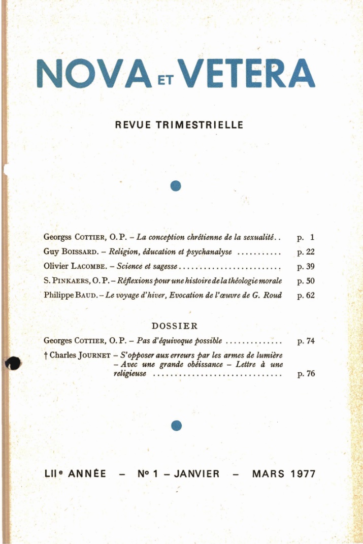 Nova et Vetera | Revue 01/1977