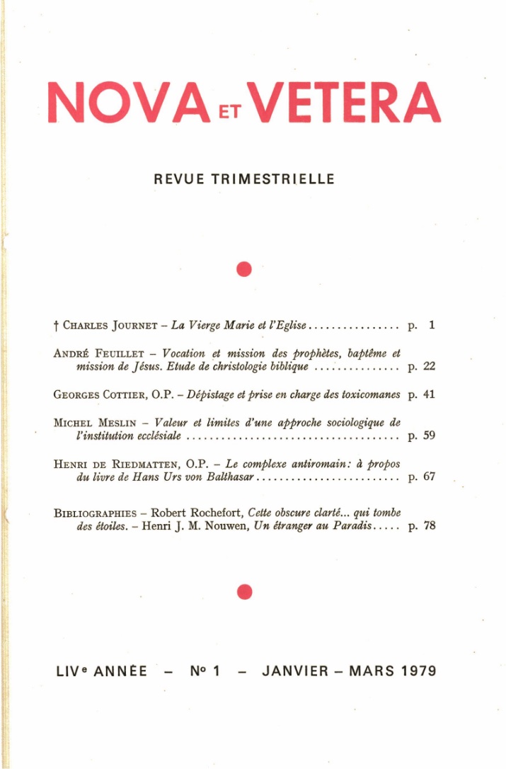 Nova et Vetera | Revue 01/1979