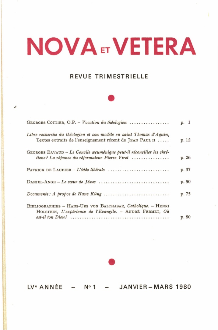 Nova et Vetera | Revue 01/1980