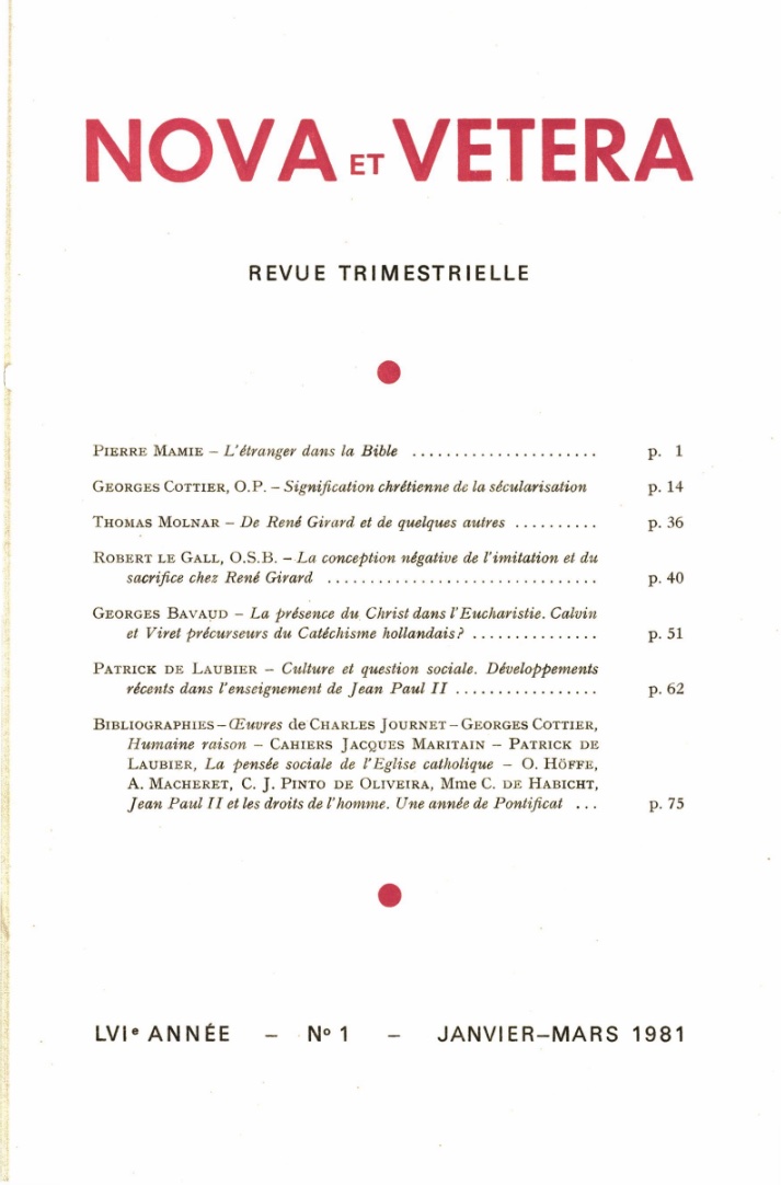 Nova et Vetera | Revue 01/1981