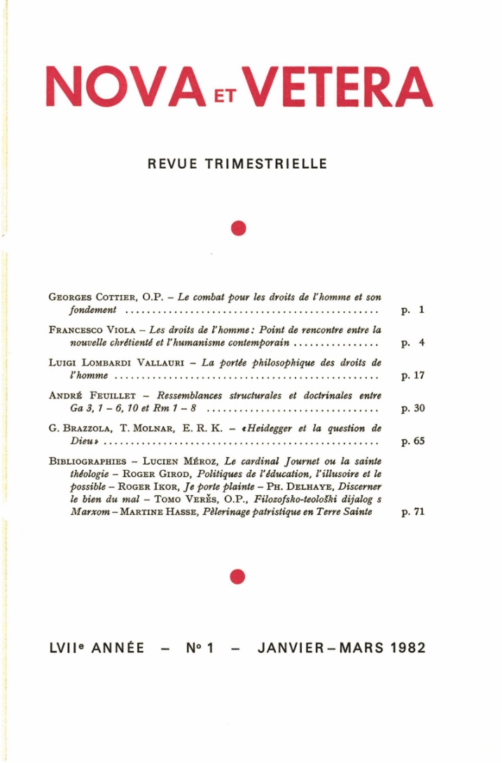Nova et Vetera | Revue 01/1982