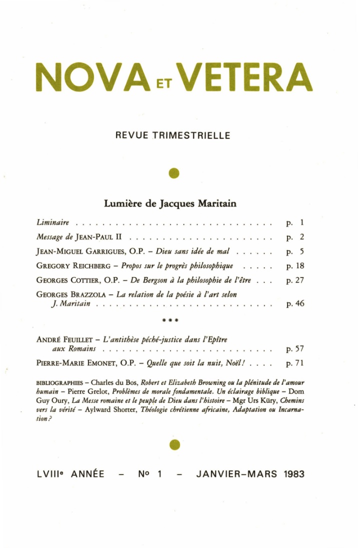 Nova et Vetera | Revue 01/1983