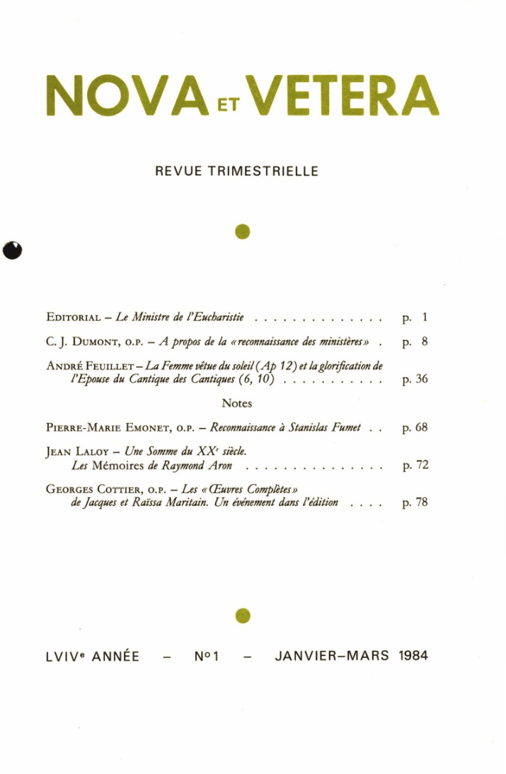 Nova et Vetera | Revue 01/1984