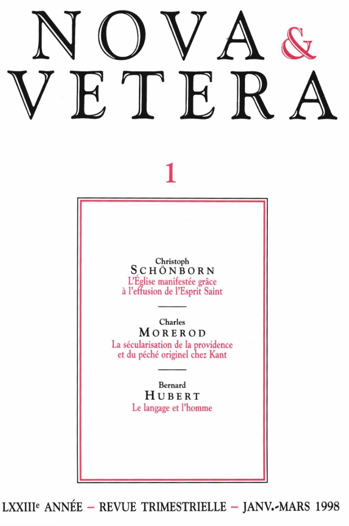 Nova et Vetera | Revue 01/1998