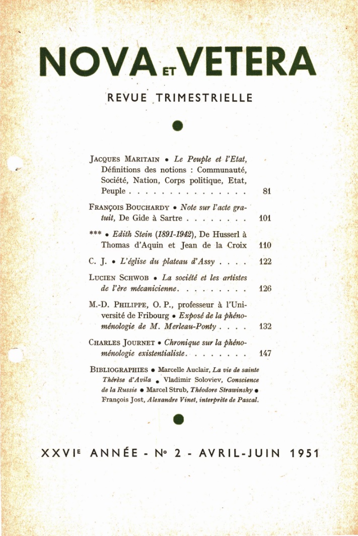 Nova et Vetera | Revue 02/1951
