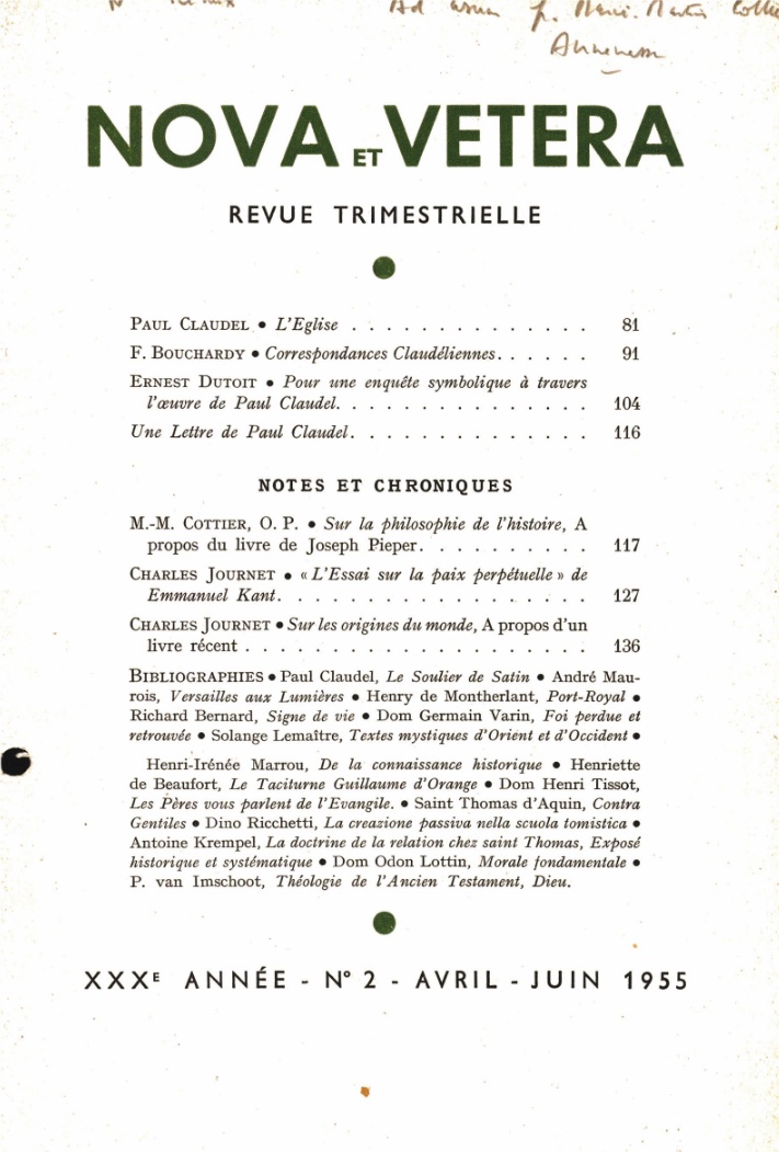Nova et Vetera | Revue 02/1955