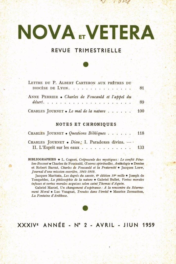 Nova et Vetera | Revue 02/1959