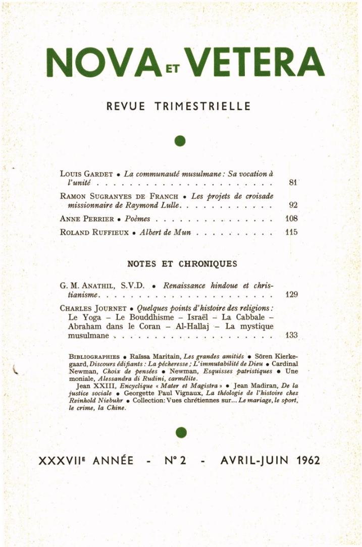 Nova et Vetera | Revue 02/1962