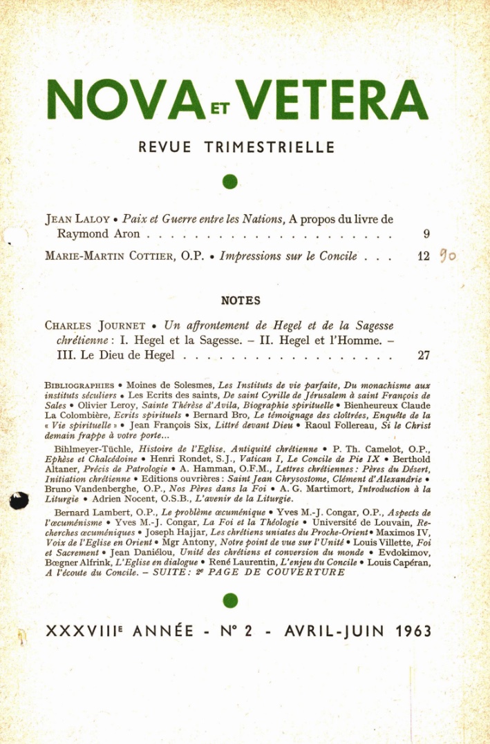 Nova et Vetera | Revue 02/1963