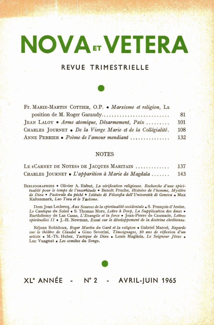 Nova et Vetera | Revue 02/1965