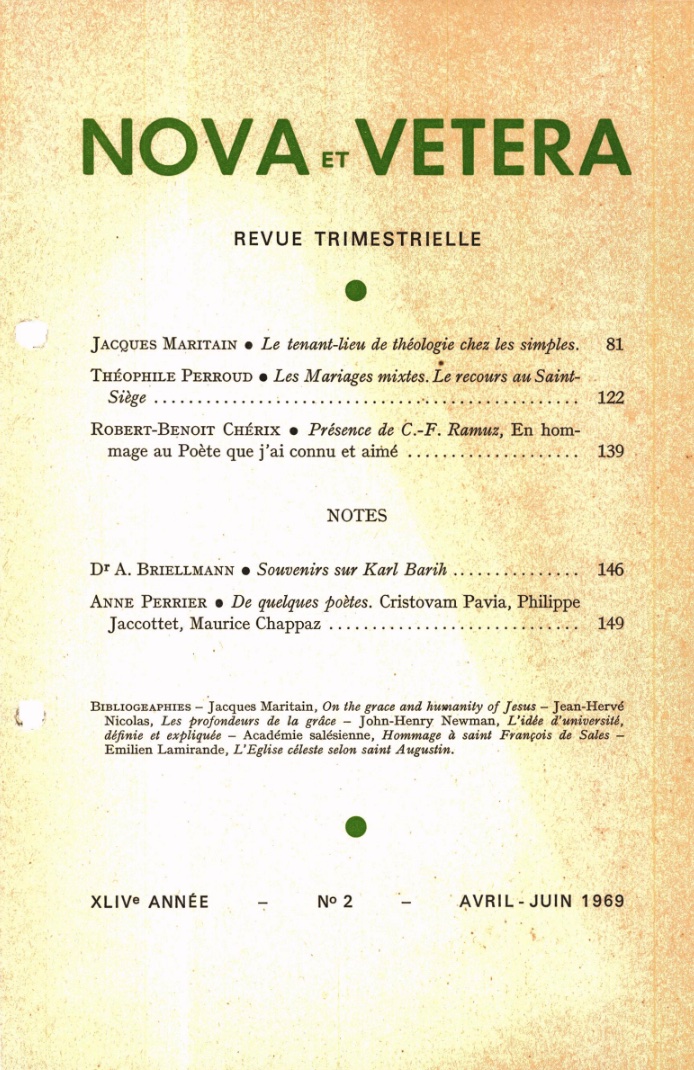 Nova et Vetera | Revue 02/1969