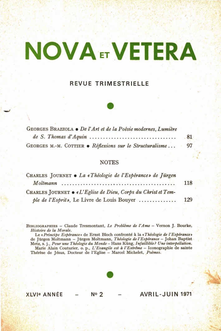 Nova et Vetera | Revue 02/1971