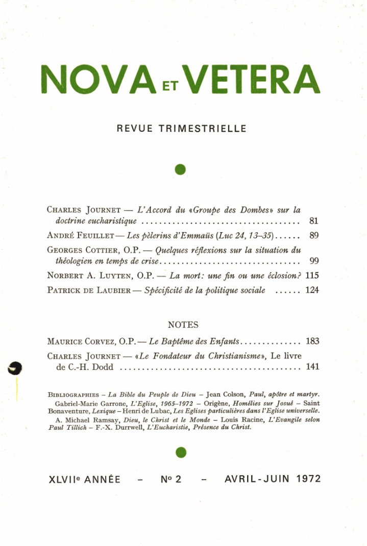Nova et Vetera | Revue 02/1972