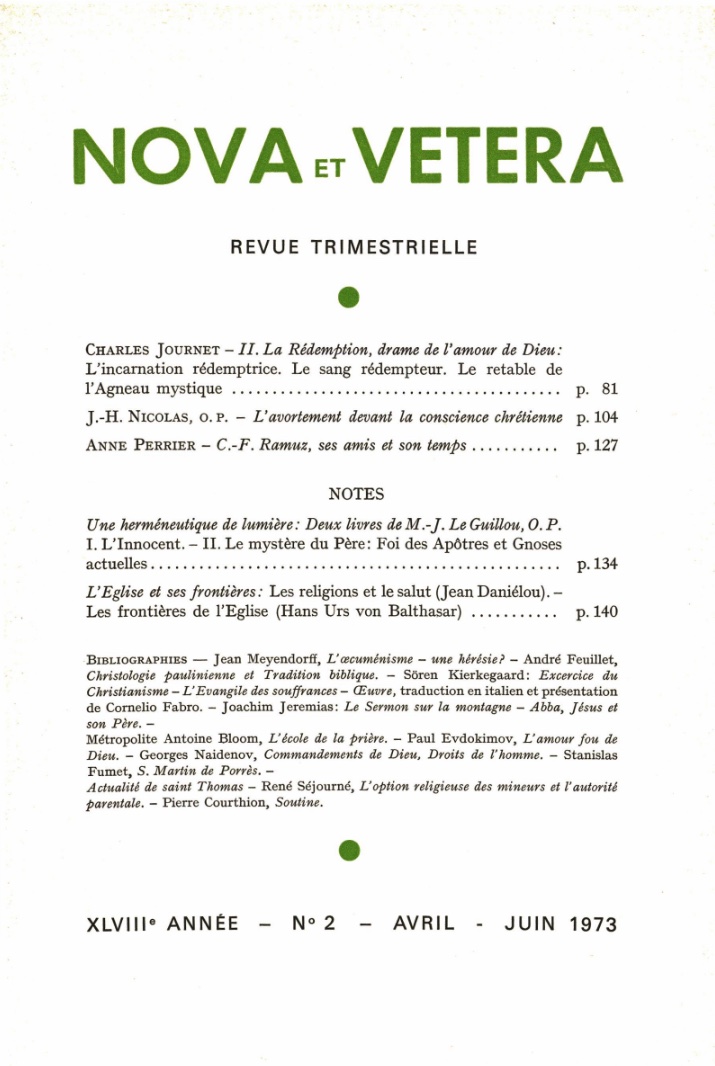 Nova et Vetera | Revue 02/1973