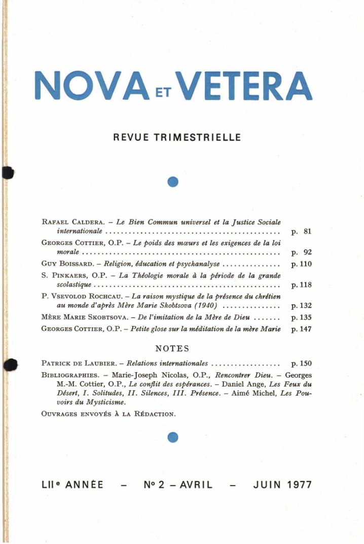 Nova et Vetera | Revue 02/1977