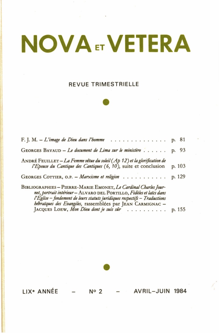 Nova et Vetera | Revue 02/1984