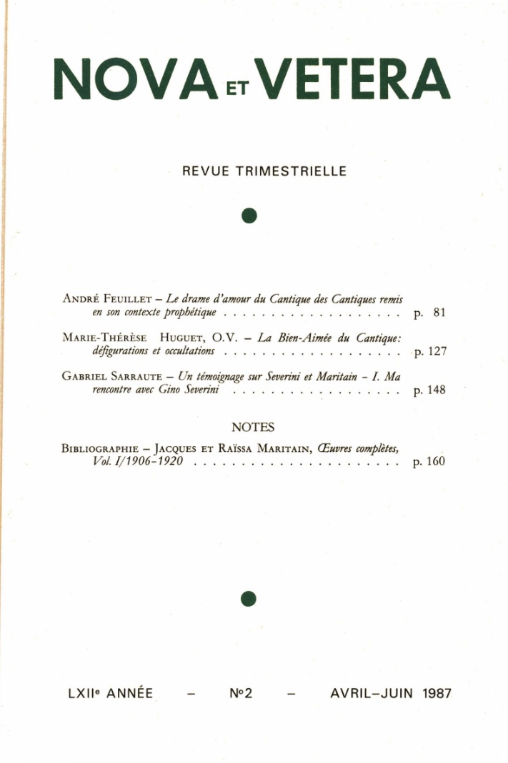 Nova et Vetera | Revue 02/1987
