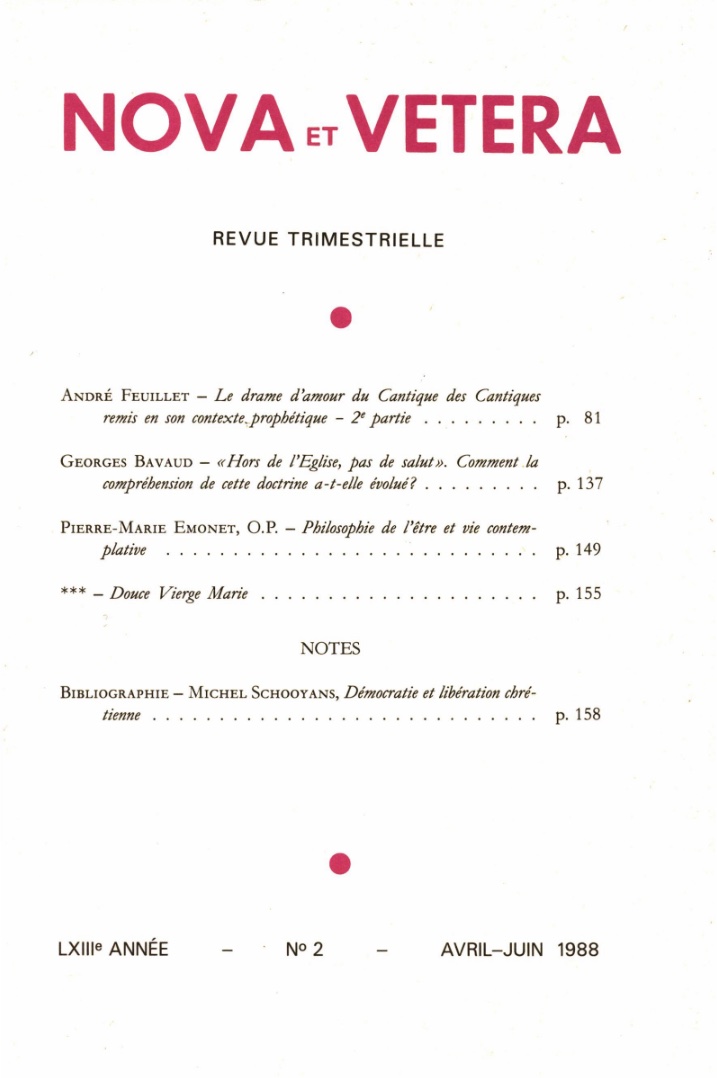 Nova et Vetera | Revue 02/1988