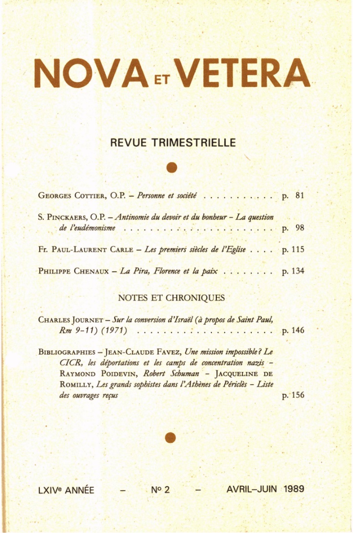 Nova et Vetera | Revue 02/1989