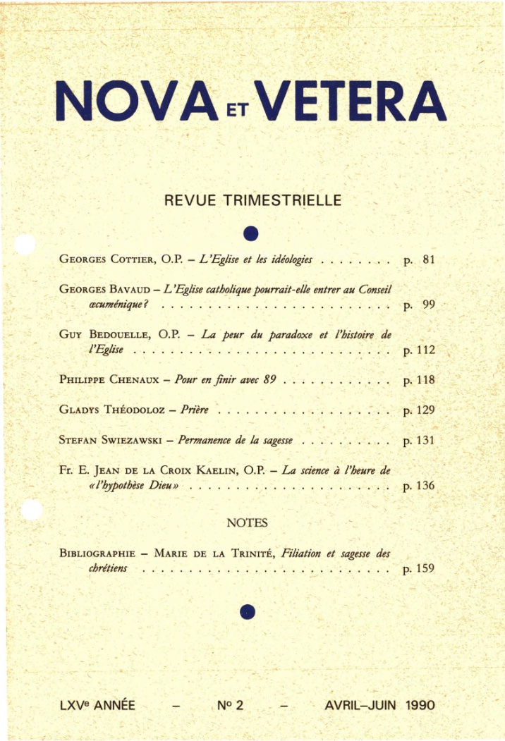 Nova et Vetera | Revue 02/1990