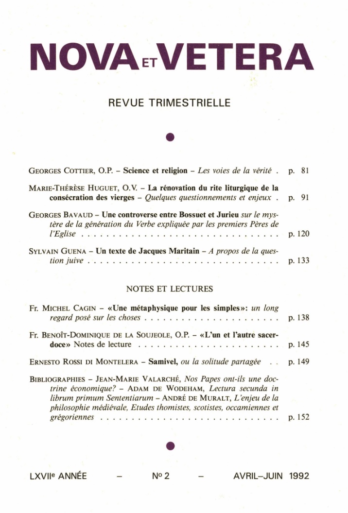 Nova et Vetera | Revue 02/1992