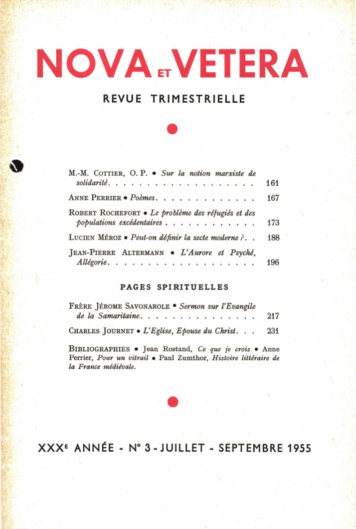 Nova et Vetera | Revue 03/1955