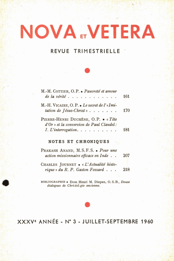 Nova et Vetera | Revue 03/1960