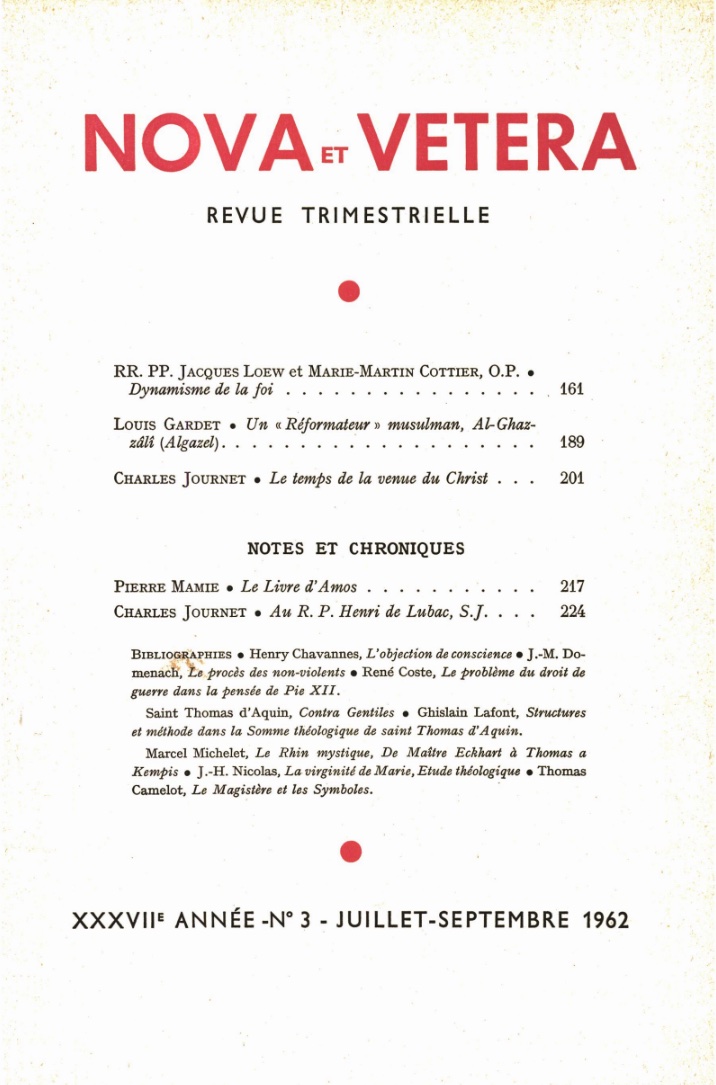 Nova et Vetera | Revue 03/1962