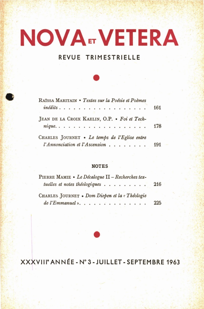 Nova et Vetera | Revue 03/1963