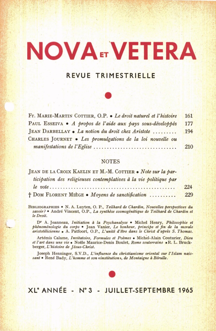 Nova et Vetera | Revue 03/1965