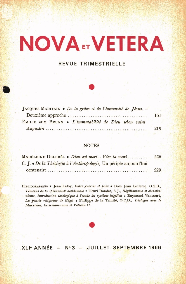 Nova et Vetera | Revue 03/1966