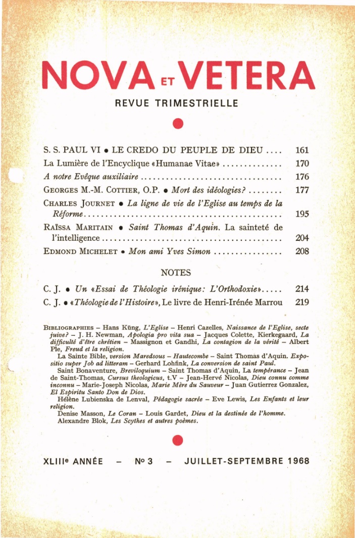 Nova et Vetera | Revue 03/1968