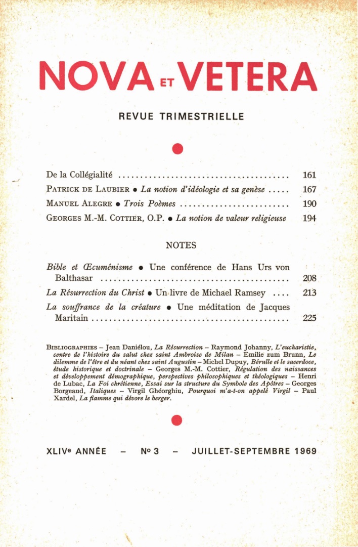 Nova et Vetera | Revue 03/1969