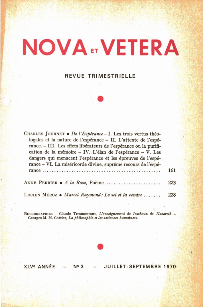Nova et Vetera | Revue 03/1970