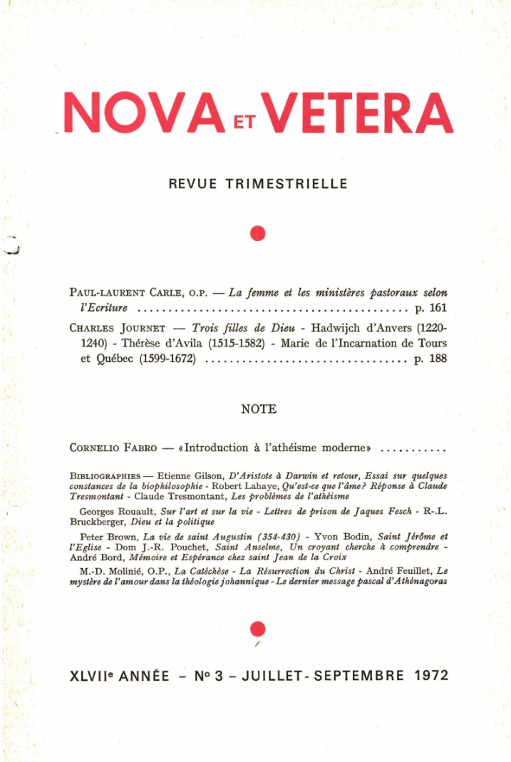Nova et Vetera | Revue 03/1972