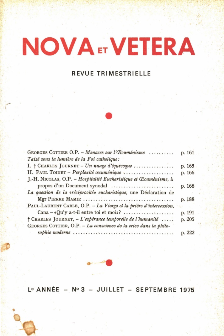 Nova et Vetera | Revue 03/1975