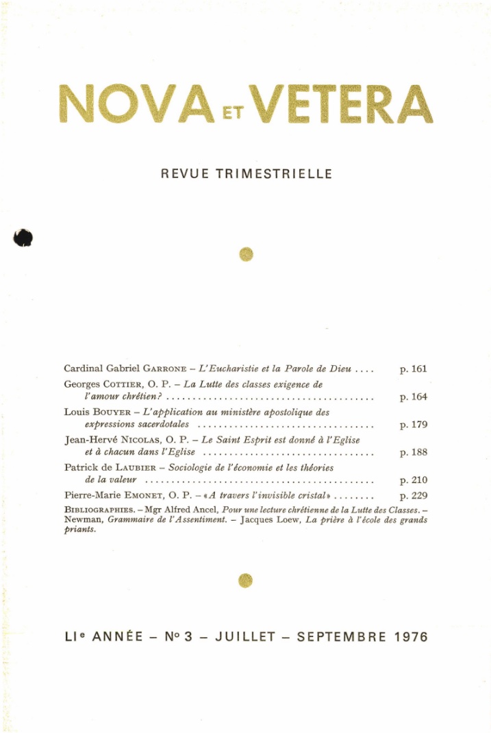 Nova et Vetera | Revue 03/1976