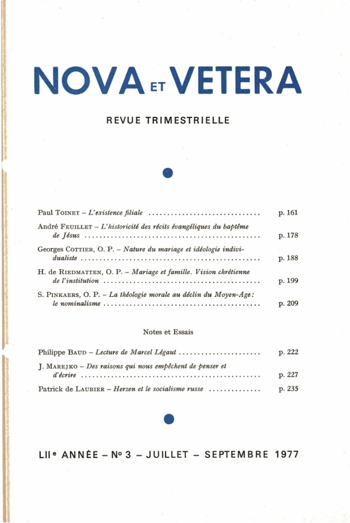 Nova et Vetera | Revue 03/1977