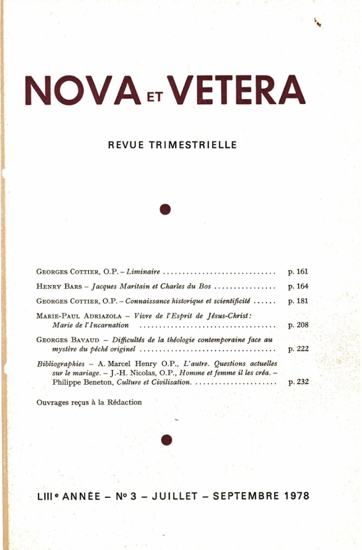 Nova et Vetera | Revue 03/1978